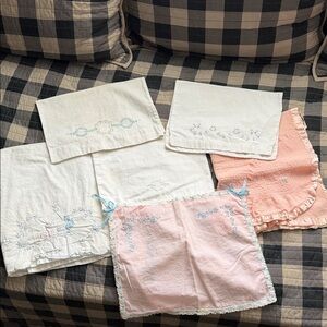 Set of Vintage Baby Embroidered Linens
